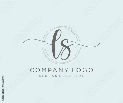 Initial LS feminine logo. Usable for Nature, Salon, Spa, Cosmetic and Beauty Logos. Flat Vector Logo Design Template Element.