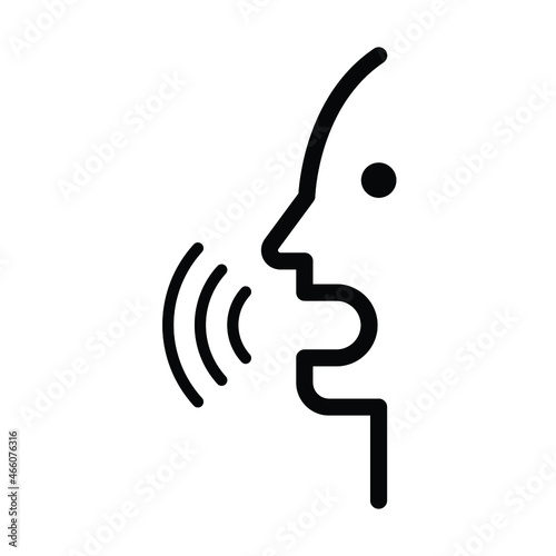 Voice recognition line icon. Simple outline style. Voice control, speak, talk, face, head, answer, logo, man, control, listen, communication, tech concept. Vector illustration isolated. EPS 12