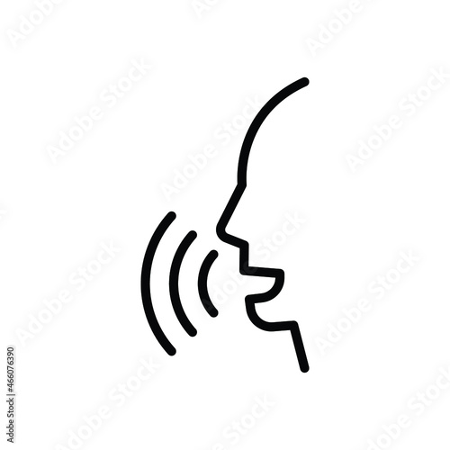 Voice recognition line icon. Simple outline style. Voice control, speak, talk, face, head, answer, logo, man, control, listen, communication, tech concept. Vector illustration isolated. EPS 14