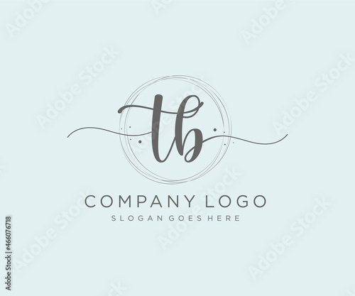 Initial TB feminine logo. Usable for Nature, Salon, Spa, Cosmetic and Beauty Logos. Flat Vector Logo Design Template Element.