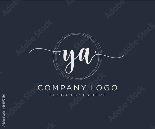 Initial YA feminine logo. Usable for Nature, Salon, Spa, Cosmetic and Beauty Logos. Flat Vector Logo Design Template Element.