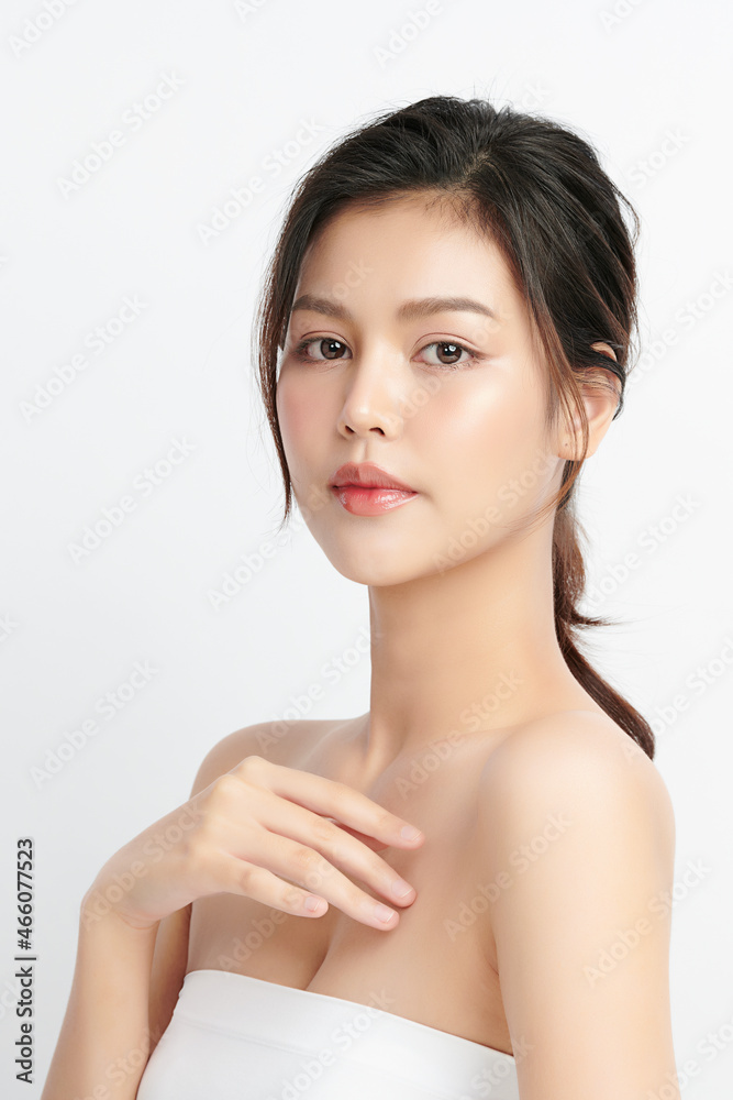 Beautiful young asian woman with clean fresh skin on white background, Face care, Facial treatment, Cosmetology, beauty and spa, Asian women portrait. Beautiful young asian woman with clean fresh skin on white background, Face care, Facial treatment, Cosmetology, beauty and spa, Asian women portrait.