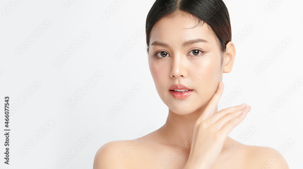 Beautiful young asian woman with clean fresh skin on white background, Face care, Facial treatment, Cosmetology, beauty and spa, Asian women portrait. Beautiful young asian woman with clean fresh skin on white background, Face care, Facial treatment, Cosmetology, beauty and spa, Asian women portrait.