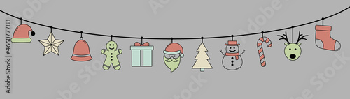 Hanging Christmas ornaments. Vector