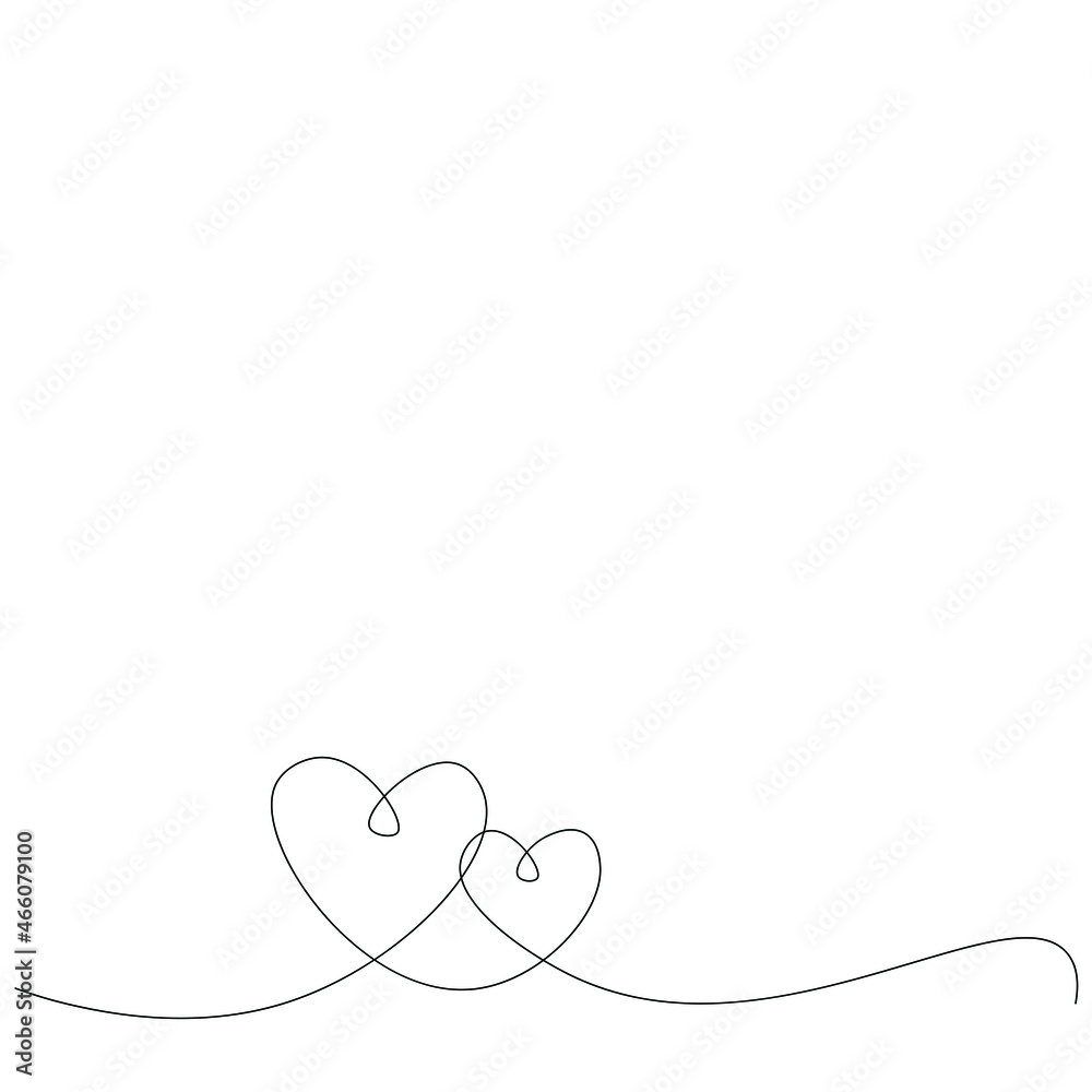 Hearts line drawing vector illustration	
