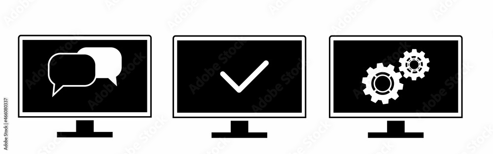 Computer display with icons. Vector Computer display with icons. Vector