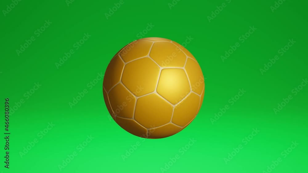 3D animation gold soccer ball rotating on an isolated green screen background for your advertising or social media posts 3D animation gold soccer ball rotating on an isolated green screen background for your advertising or social media posts
