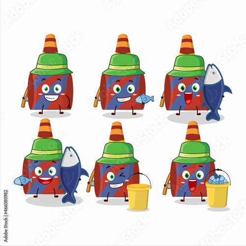 A fisherman red party blower cartoon picture catch a big fish