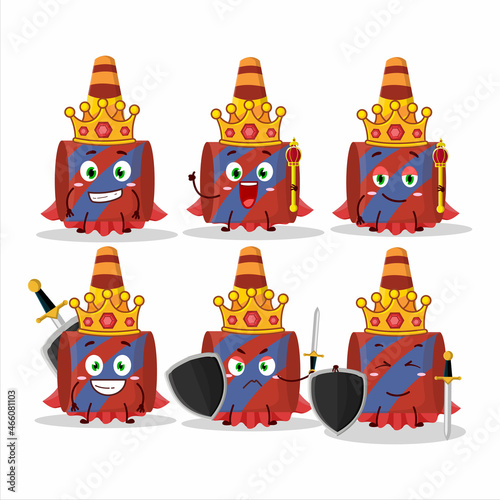 A Charismatic King red party blower cartoon character wearing a gold crown