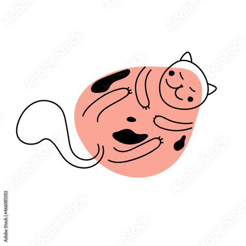 Lazy Cute Cat Set for Label, Card, Poster, Eco Bag and Garment.