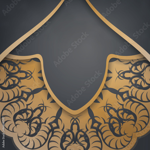 Congratulatory Flyer in black with Indian gold ornaments is prepared for printing.