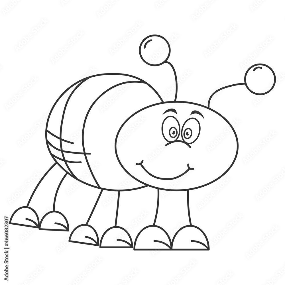 Cheerful beetle in cartoon style contour isolated Cheerful beetle in cartoon style contour isolated