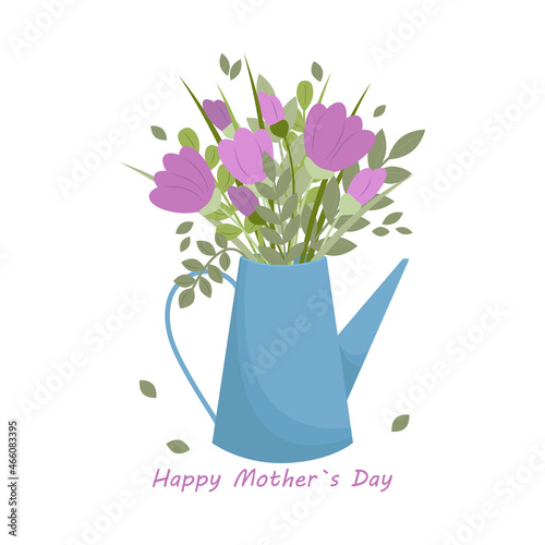 Happy Mother's Day. Vector postcard with a bouquet of flowers.