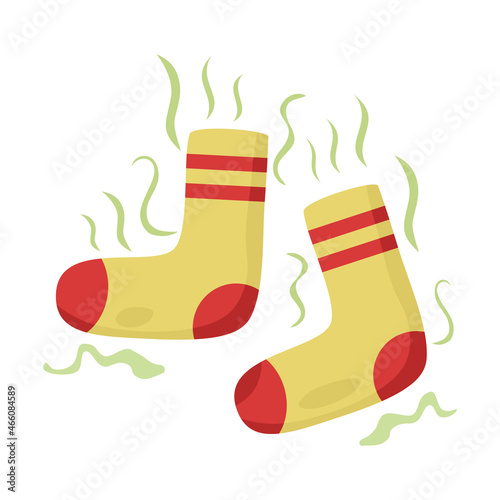 Smelly socks concept vector illustration. Unpleasant smell from dirty sock.