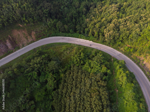 curve road and forest aerial view © thekopmylife