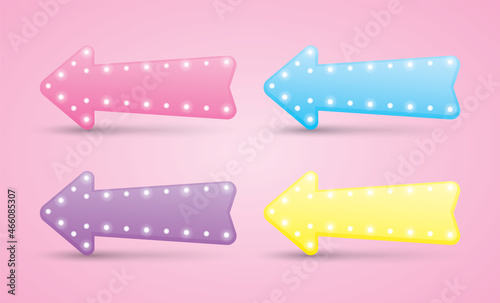 cute girly sweet pastel color light bulb arrow sign illustration vector collection