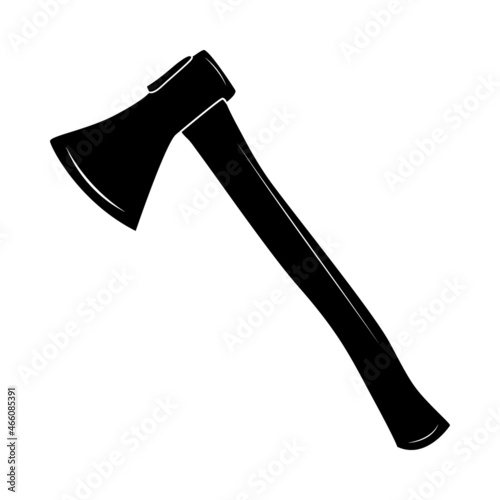 Axe icon isolated on white background. Lumberjack black hatchet silhouette. Chisel symbol. Forester ax in a simple flat style. Camping, chopping, cutter or woodworking tool. Stock vector illustration