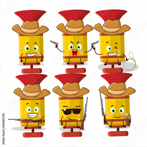 Cool cowboy yellow spray trumpet cartoon character with a cute hat