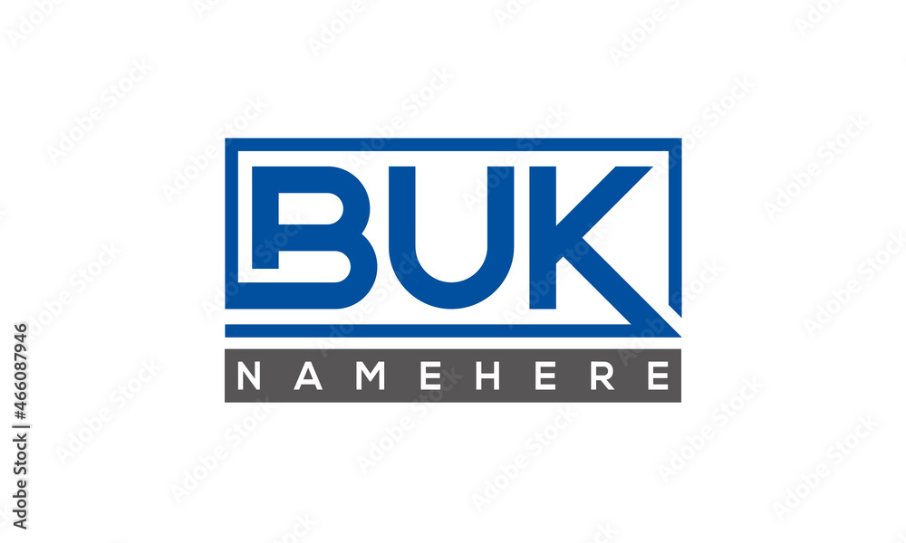 BUK Letters Logo With Rectangle Logo Vector BUK Letters Logo With Rectangle Logo Vector