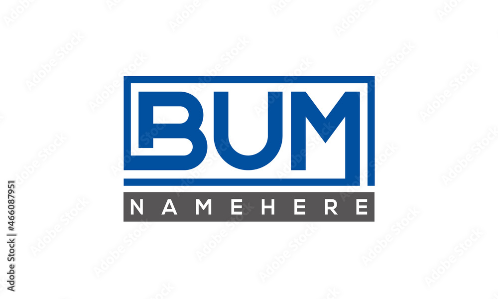 BUM Letters Logo With Rectangle Logo Vector BUM Letters Logo With Rectangle Logo Vector