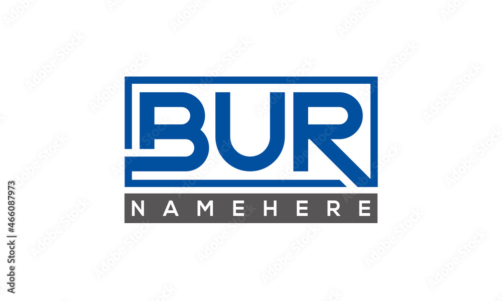 BUR Letters Logo With Rectangle Logo Vector BUR Letters Logo With Rectangle Logo Vector