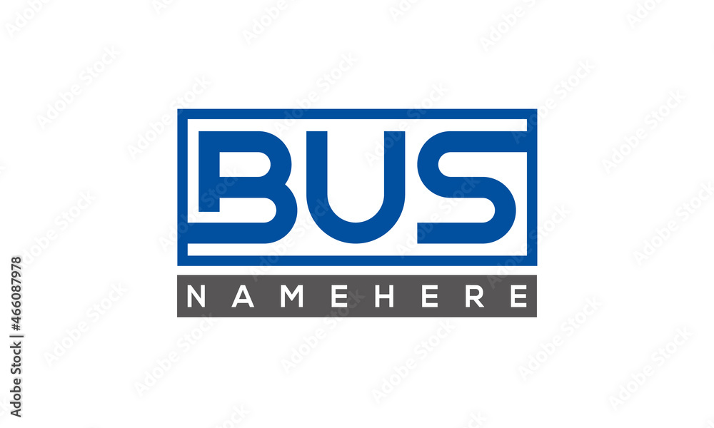 BUS Letters Logo With Rectangle Logo Vector BUS Letters Logo With Rectangle Logo Vector