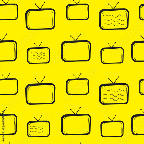 Seamless pattern. Yellow and black color. TV, media. Vector endless print.