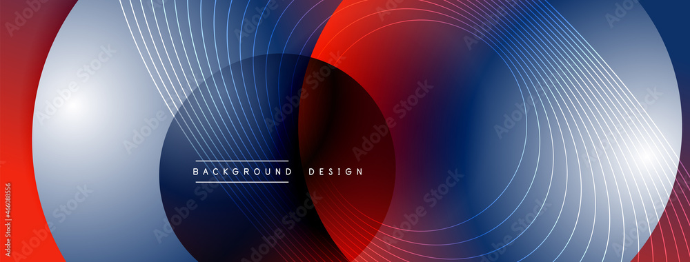 Gradient circles with shadows. Vector techno abstract background. Modern overlapping forms wallpaper background, design template - obrazy, fototapety, plakaty 