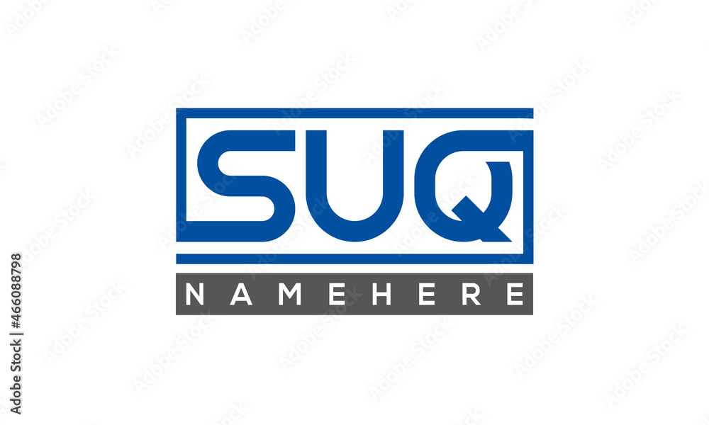 SUQ Letters Logo With Rectangle Logo Vector SUQ Letters Logo With Rectangle Logo Vector