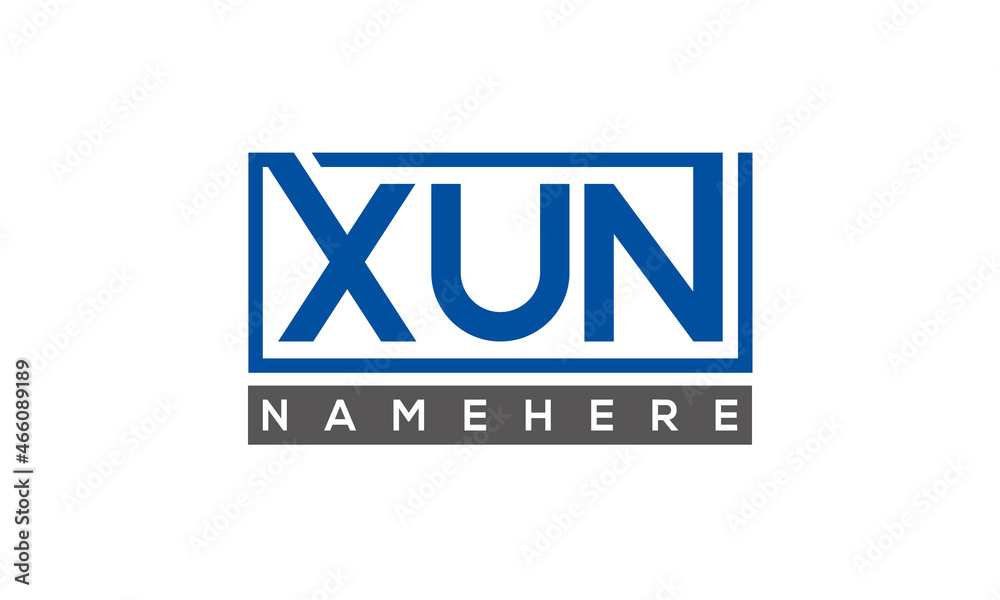 XUN Letters Logo With Rectangle Logo Vector XUN Letters Logo With Rectangle Logo Vector