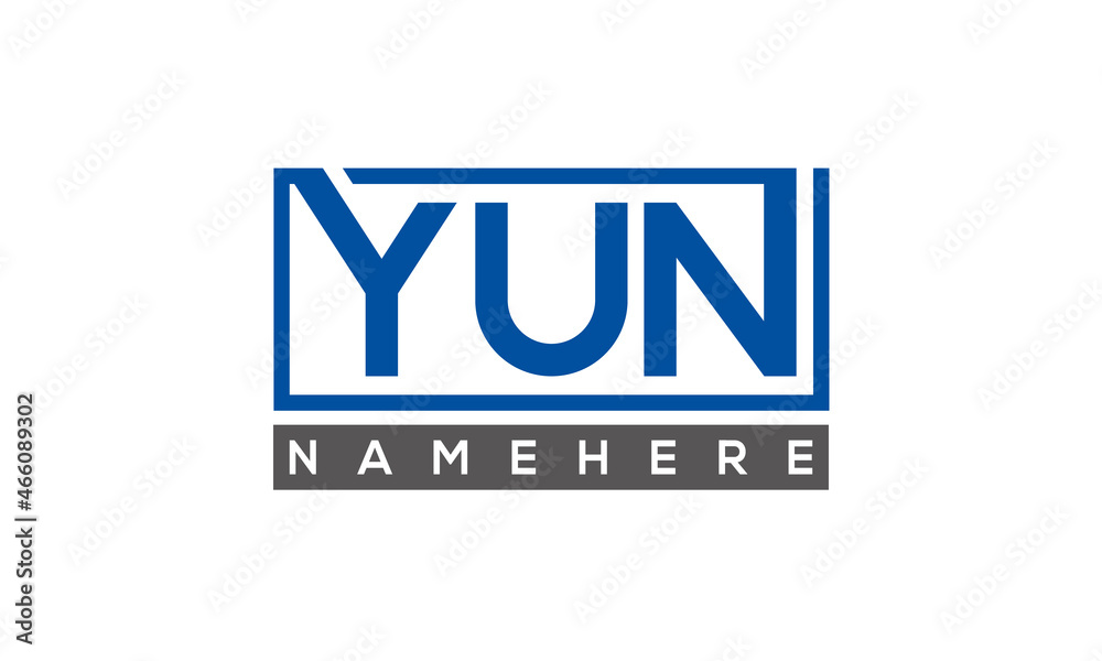 YUN Letters Logo With Rectangle Logo Vector YUN Letters Logo With Rectangle Logo Vector