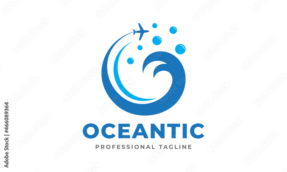 Fototapeta premium The Ocean Travel Tourist Tourism Logo Design Vector Icon Illustrations.