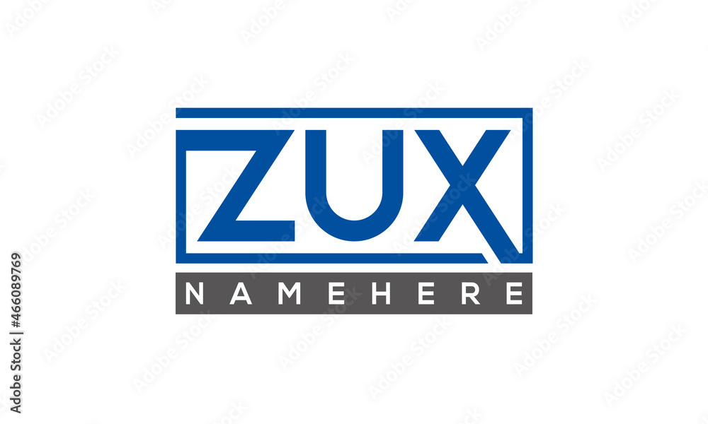 ZUX Letters Logo With Rectangle Logo Vector ZUX Letters Logo With Rectangle Logo Vector