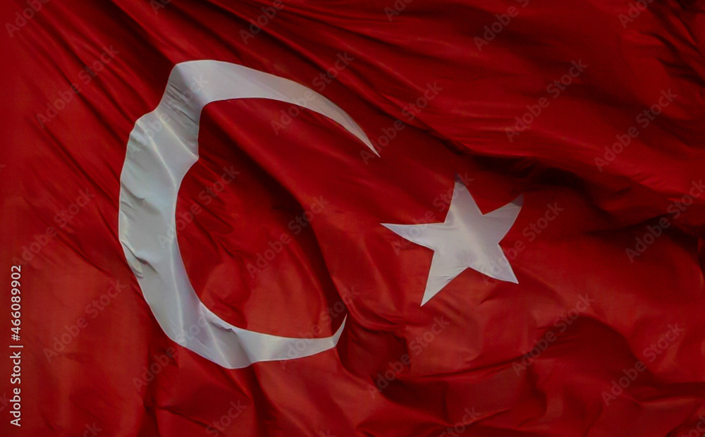 Obraz premium Turkish flag background, close up