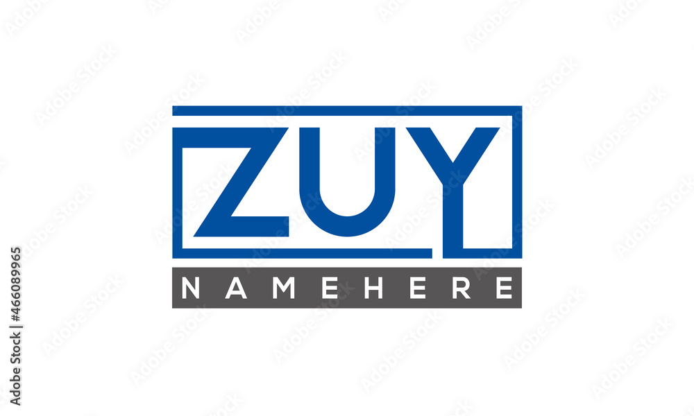 ZUY Letters Logo With Rectangle Logo Vector ZUY Letters Logo With Rectangle Logo Vector
