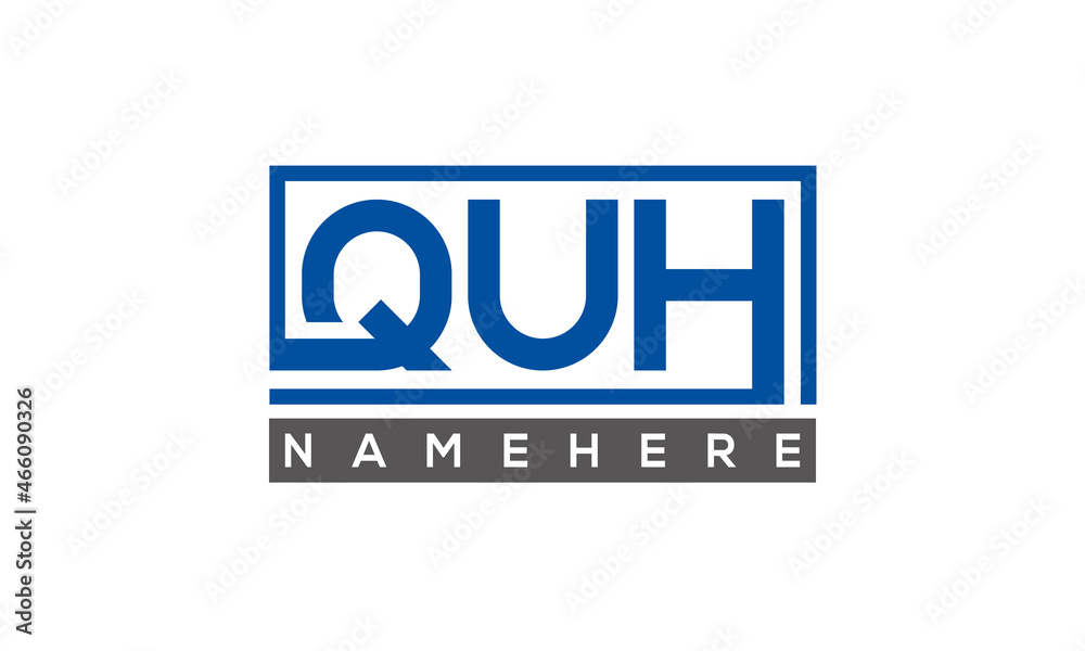 QUH Letters Logo With Rectangle Logo Vector