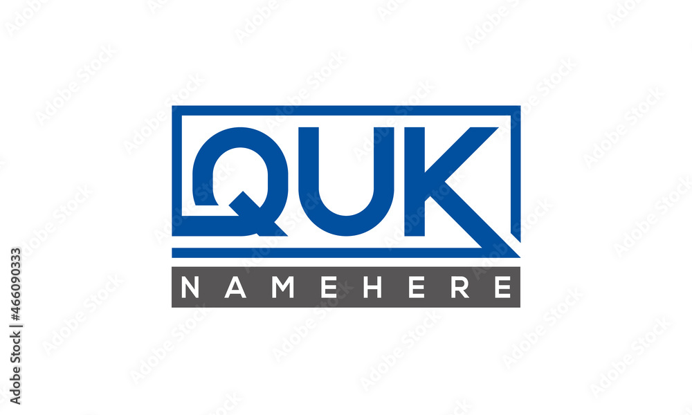 QUK Letters Logo With Rectangle Logo Vector QUK Letters Logo With Rectangle Logo Vector