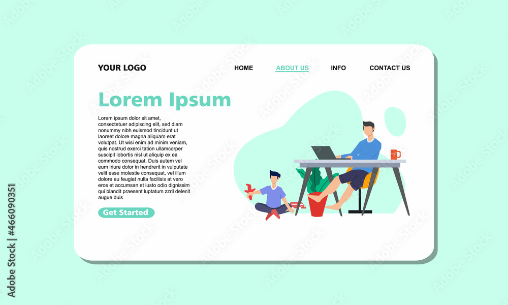 Flat Illustration Modern Design of Website and Mobile Website Development, Social media Landing Page Template for Work Form Home