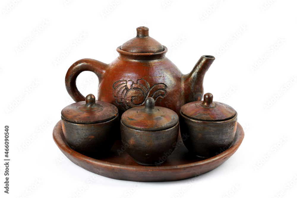 set of antique teapot isolated on white background set of antique teapot isolated on white background