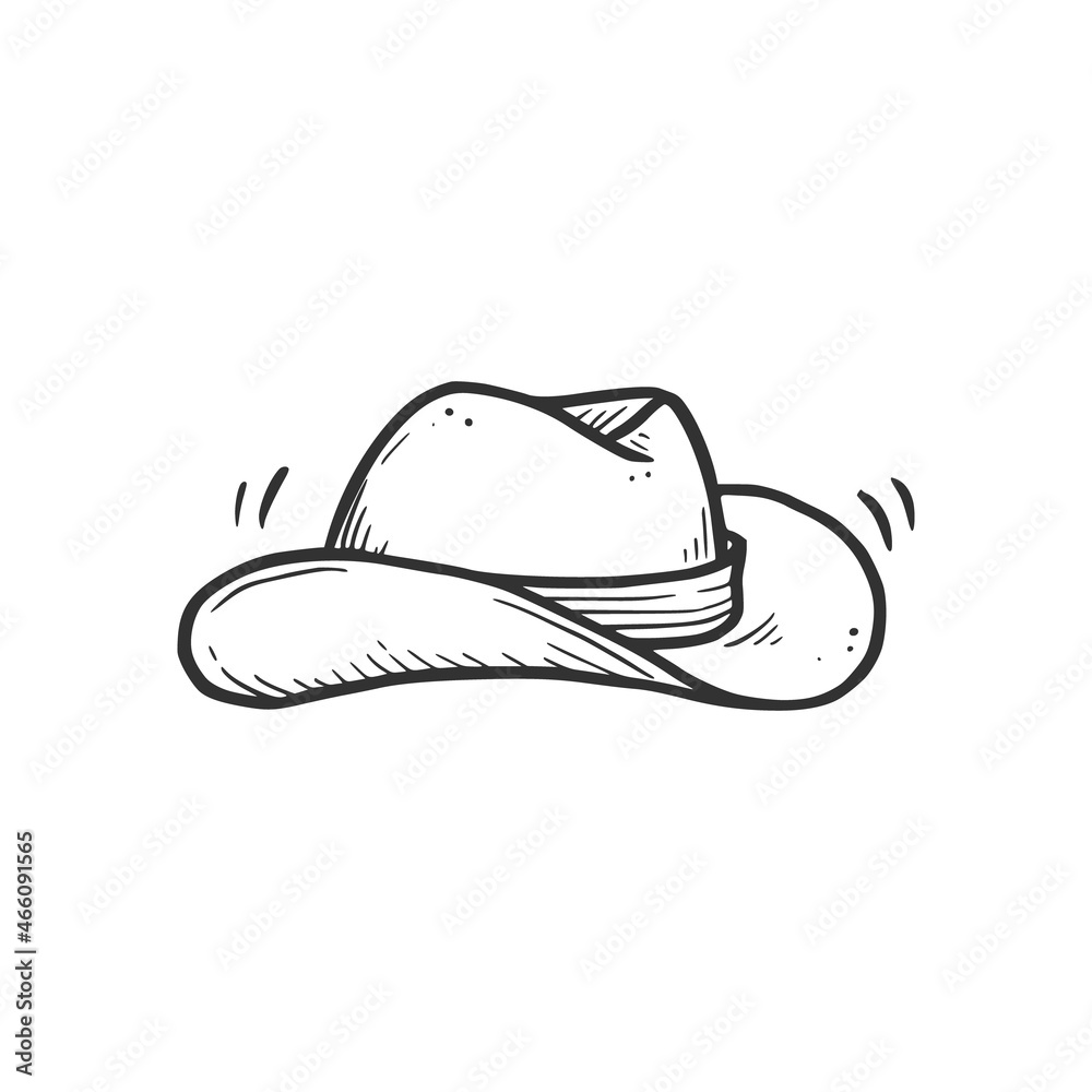 Hand drawn cowboy hat element. Comic doodle sketch style. Cowboy, western concept icon. Isolated vector illustration. Hand drawn cowboy hat element. Comic doodle sketch style. Cowboy, western concept icon. Isolated vector illustration.