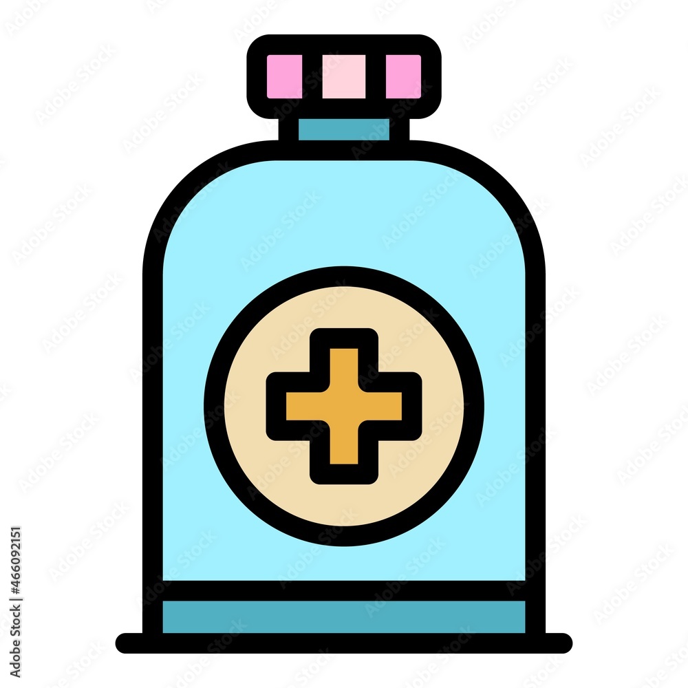 Antiseptic bottle icon. Outline antiseptic bottle vector icon color flat isolated