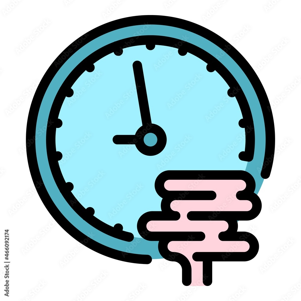 Digestion time icon. Outline digestion time vector icon color flat isolated Digestion time icon. Outline digestion time vector icon color flat isolated