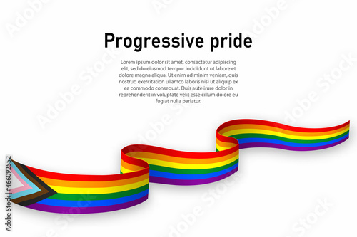 Waving flag of Progressive pride on white background.