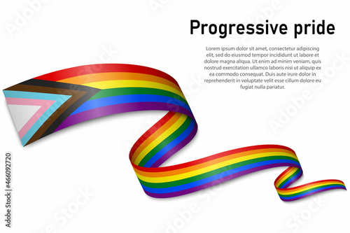 Waving flag of Progressive pride on white background. photo