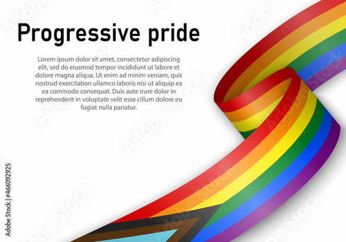 Waving flag of Progressive pride on white background.