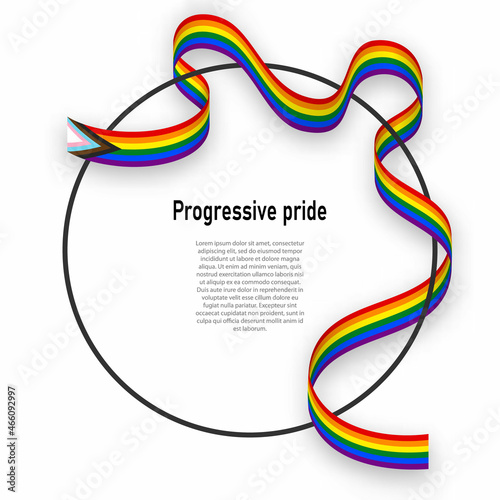 Waving flag of Progressive pride on white background.