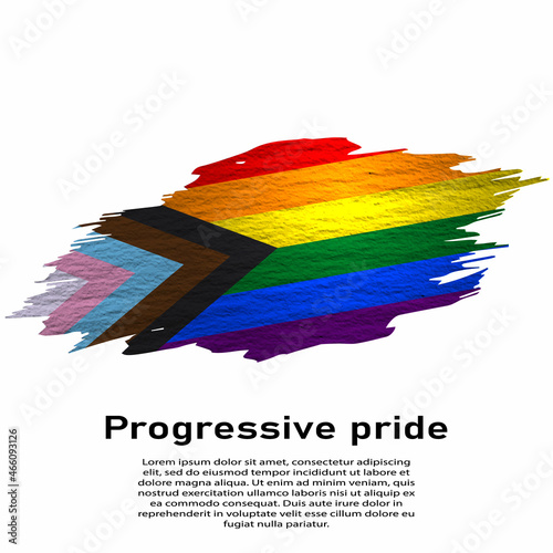 Brush stroke of Progressive pride on white background.
