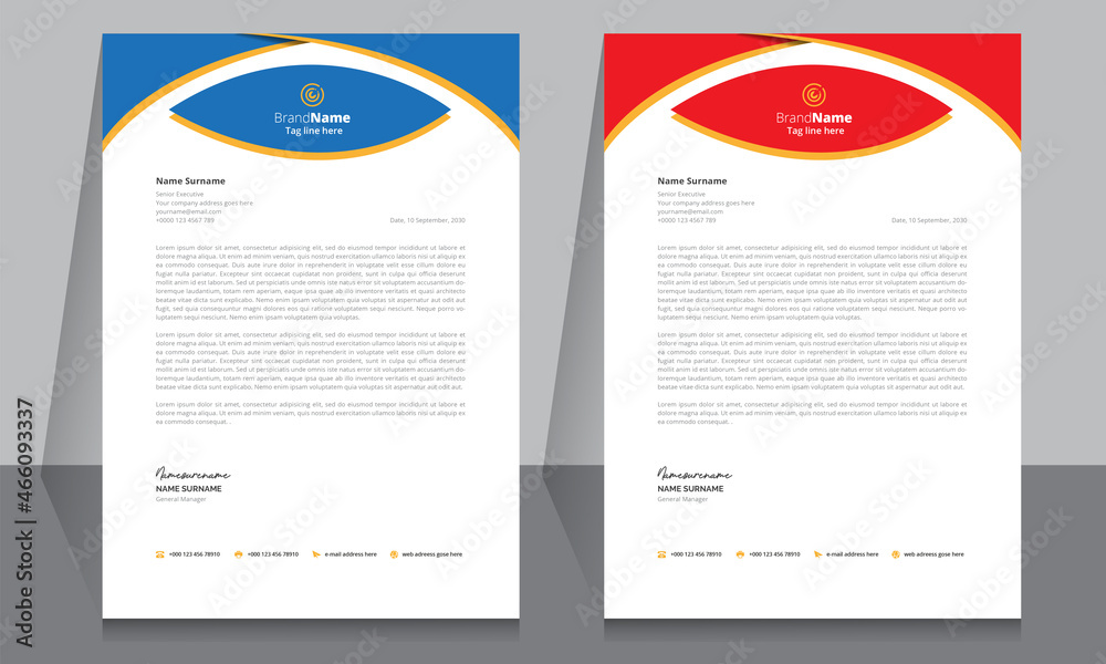 Obraz premium Letterhead format template, business style letterhead design template. Company letterhead template designs.