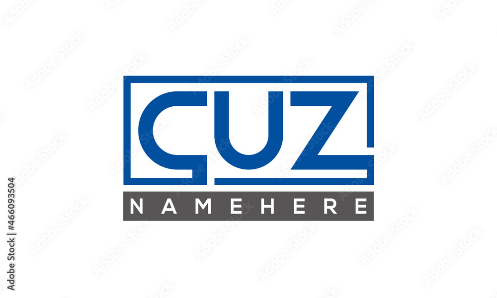 CUZ Letters Logo With Rectangle Logo Vector CUZ Letters Logo With Rectangle Logo Vector