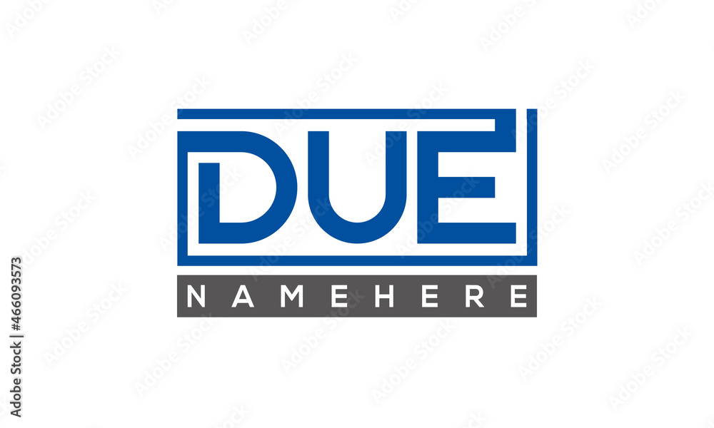 DUE Letters Logo With Rectangle Logo Vector DUE Letters Logo With Rectangle Logo Vector